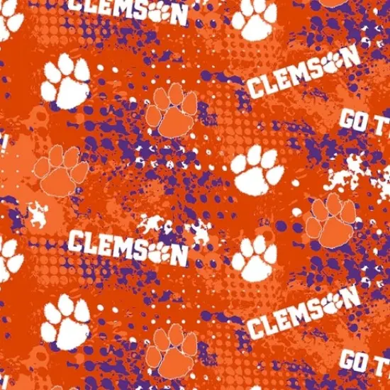 Licensed NCAA Clemson University Splatter CLEM-835 Cotton Fabric by the Yard {1}