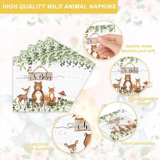 120PCS Woodland Baby Shower Party Supplies - Serves 20 Guests (White Woodland) {4}