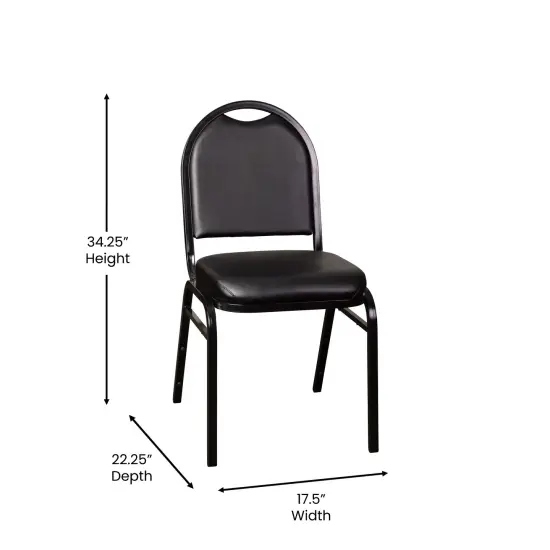 Emma and Oliver Dymoke Versatile Dome Back Stacking Banquet Chair BlackVinyl/Black {5}