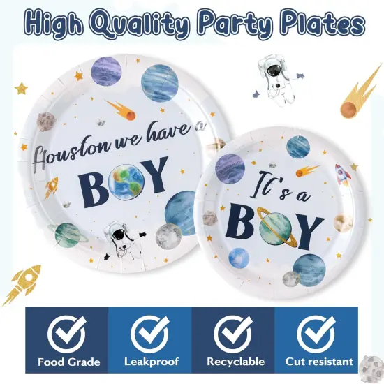 96-Piece Houston Baby Shower Tableware Set &ndash; Serves 24 Guests (Space Baby) {3}