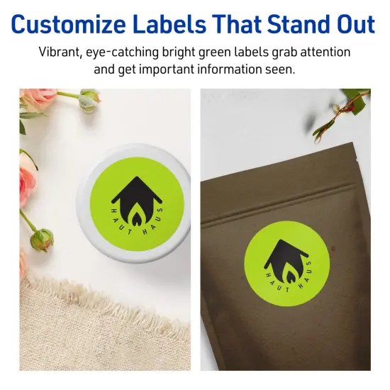 Avery Bright Green Paper Labels, 3" Diameter Round {3}