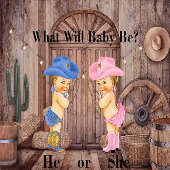 Cowboy Gender Reveal reveal edible cake topper you select the babies and size {1}