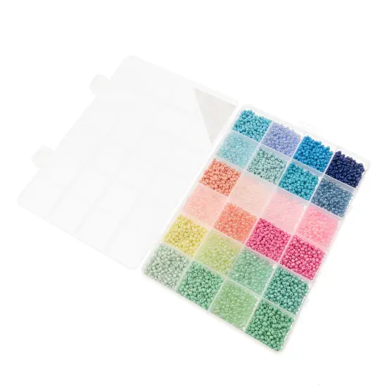 John Bead 12500pcs Assorted 24 Colors Glass Seed Beads 8/0 Jewelry Making Bead Box Pastel Colors {3}
