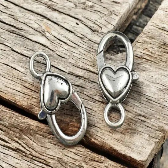 *10* 21x12mm Antique Silver Heart Lobster Clasps {3}