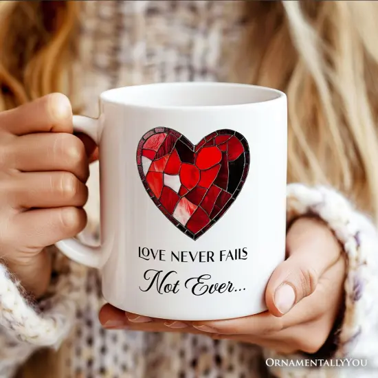 Heart Stained Glass Mug, Love Never Fails Gift {2}