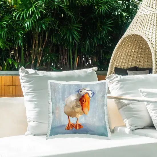 Goose with Scooba Mask Outdoor Printed Pillow Design by Molly Mattin, 18 x 7 x 18 {2}