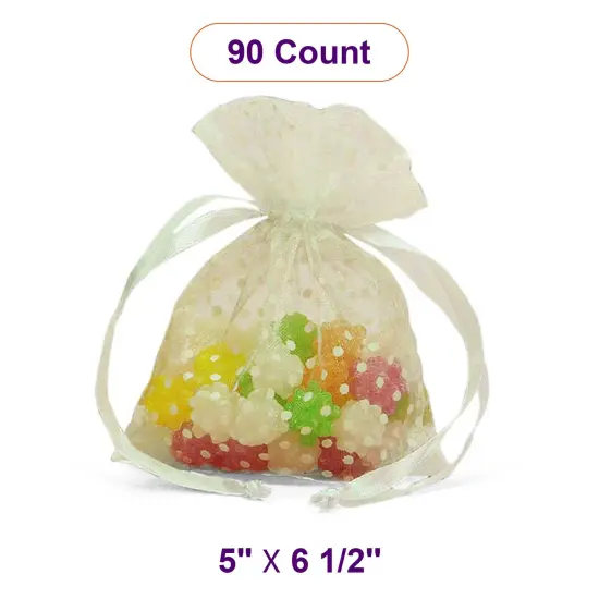 Polka Dot Organza Bag 5" x 6.5" Stylish and Spacious {1}