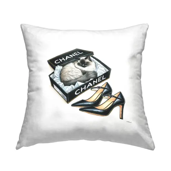 Cat in Glam Shoebox Decorative Printed Throw Pillow Design by Amanda Greenwood, 18 x 7 x 18 {1}