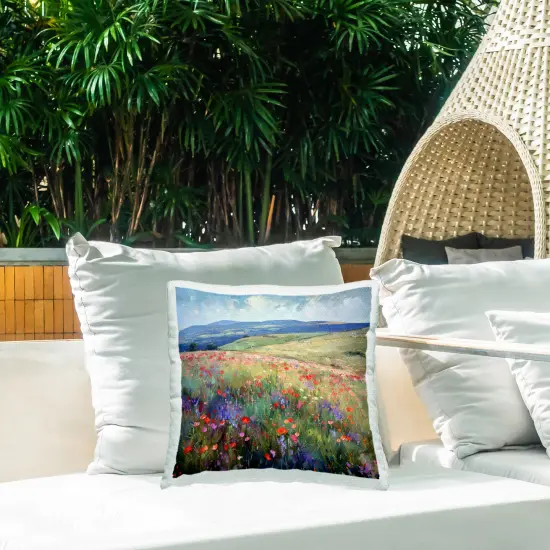 Rolling Meadow Flowers Outdoor Printed Pillow Design by Raymond Powers, 18 x 7 x 18 {2}