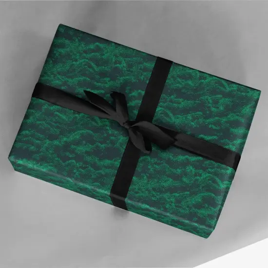 Dark Green Holiday Trees Gift Wrap {1}