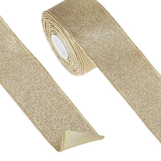 2.5" Glitter Ribbon: Gold (10 Yards) {1}