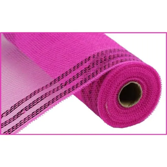 10.5" Border Stripe Metallic Mesh Ribbon: Hot Pink (10 Yards) {1}