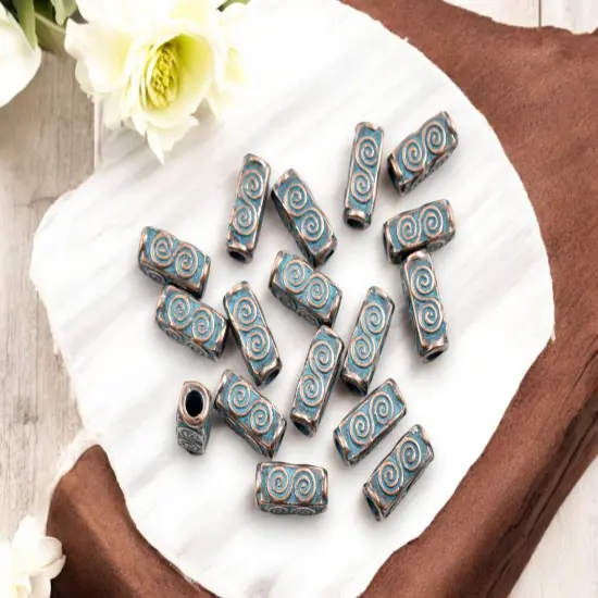 *50* 11x5mm Copper Patina Tube Beads {3}