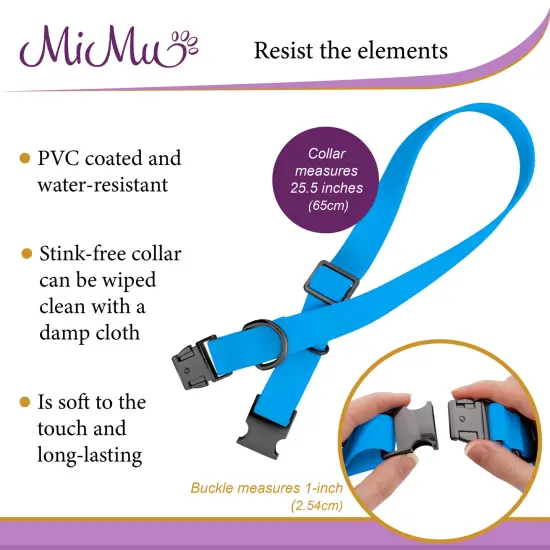 MiMu Large Silicone Dog Collar - Blue 25.5in Stylish Dog Collar with Clasp Buckle {5}
