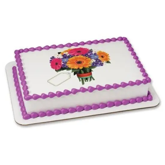 Flowers Edible Icing Image for 8 inch round cake {1}