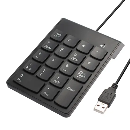 Insten USB Numeric Keypad, Portable Mini Wired Numpad, 18 Keys Accounting Number Keyboard Extension, For Laptop Desktop Computer PC, Black {1}