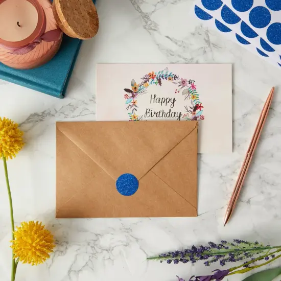 360-Pack 1-Inch Round Glitter Dots, Sparkle Stickers for Wedding, Birthday, and Graduation Invitations, Adhesive Envelope Seal Stickers, DIY Crafting Supplies (Blue) {2}