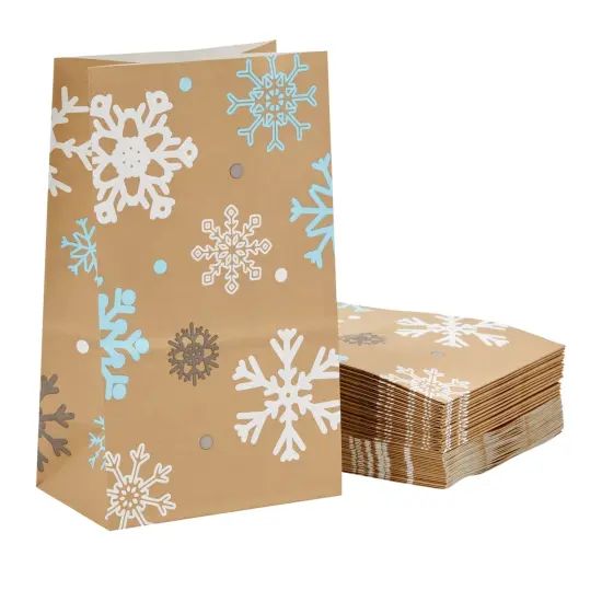 36 Pack Bulk Snowflakes Christmas Gift Bags, 5.15 x 3.2 x 8.5 Inch Christmas Goody Bags for Kids, Holiday Party Favor for Gifts, Treats, and Snacks {1}