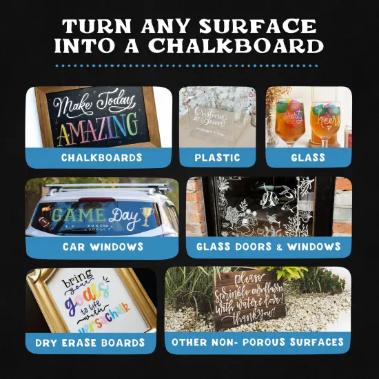 VersaChalk 28 Count Liquid Chalk Markers &ndash; 3mm Fine Tip, Erasable, Non-Toxic Chalk Pens for Chalkboards, Glass, and Windows &ndash; Easy Wipe {4}