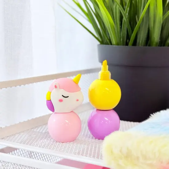Wrapables Mini Stackable Highlighters, Cute Multi-color Markers, Unicorn {5}