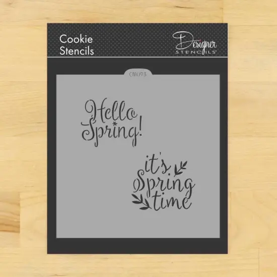 Hello Spring! and It's Springtime Cookie & Craft Stencil | CM093 by Designer Stencils | Cookie Decorating Tools | Baking Stencils for Royal Icing, Airbrush, Dusting Powder | Craft Stencils for Canvas, Paper, Wood | Reusable Food Grade Stencil {1}