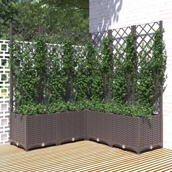 vidaXL Garden Planter with Trellis Brown 47.2x47.2x53.5 PP {1}