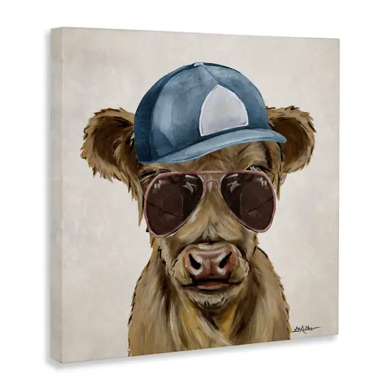 Stupell Industries Cool Cattle with Cap & Glasses Canvas By Lee Keller {3}