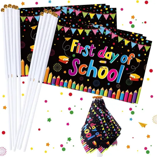 30 Pcs First Day of School Flags Small Mini Handheld Flags {1}