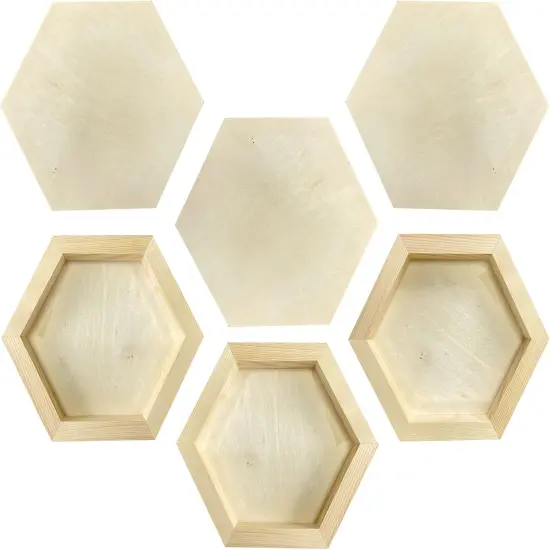 6 Pieces 6'' x 7'' Unfinished Wooden Hexagon Painting Panel Boards {1}