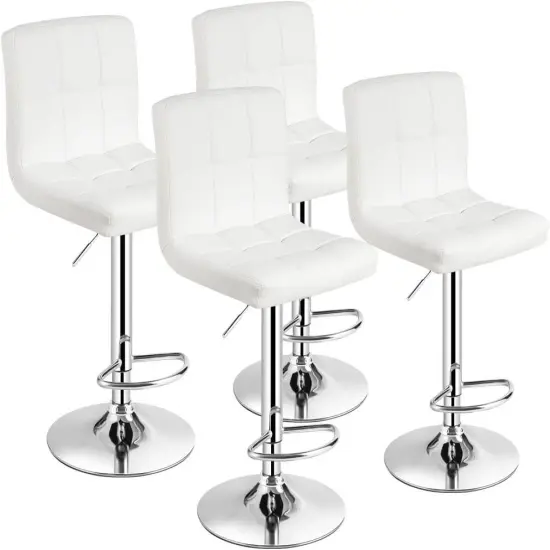 Costway Set of 4 PU Leather Bar Stool Swivel Bar Chair w/ Adjustable Height {1}