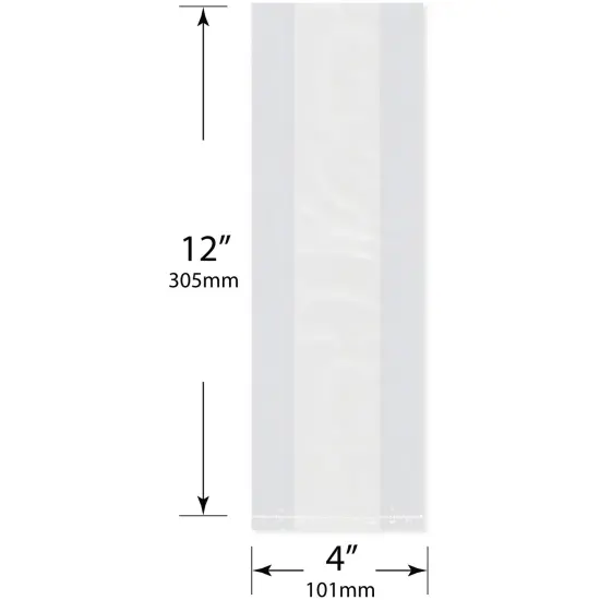 Plymor 4" x 2" x 12" (Pack of 100), 1 Mil Gusseted Plastic Bags {3}