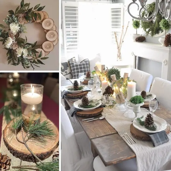 Unfinished Wood Slices for centerpieces 18 PCS 5.1-5.5 Inch {2}