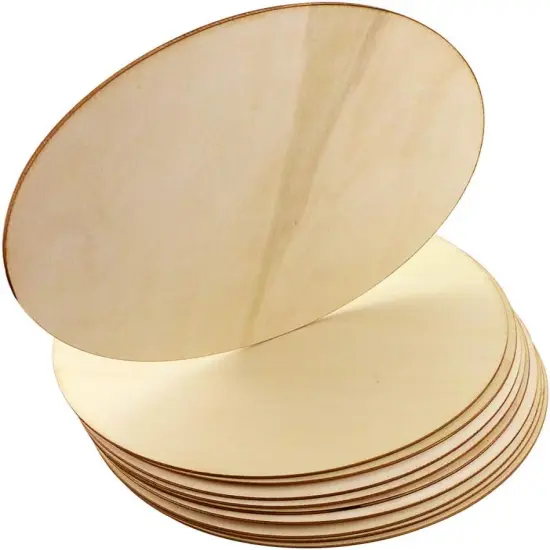 10 Pack 8 Inch Unfinished Natural Wood Round Circle {4}