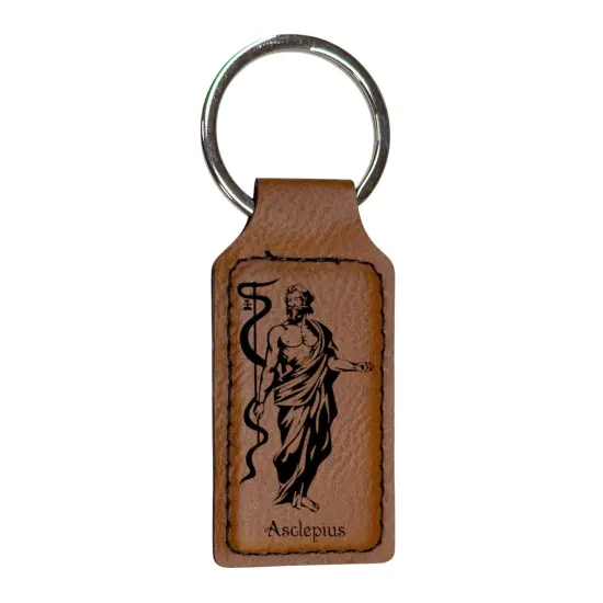 Keychain - Rectangle - Asclepius - Leather Pink/Black {4}