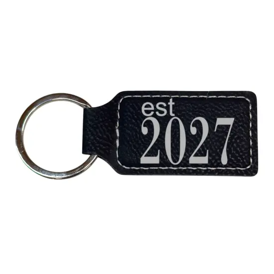 Keychain - Rectangle -Est 2027 - Leather Rustic/Gold {3}