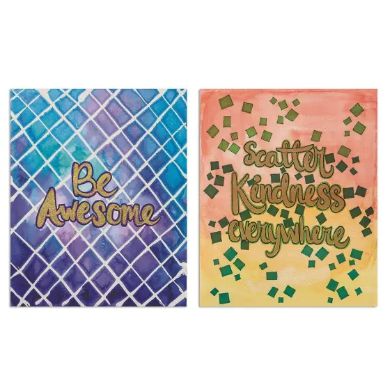 S&S Worldwide Watercolor Resist Art Prints, 6 each of 6 Inspirational Quotes For Adults and Teens, Use with Watercolor Paints, 8" x 10" Watercolor Paper w/Gold Metallic Raised Printing, Pack of 36 {4}