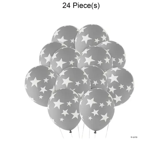 Stars 11" Latex Balloons 24 Pc Gray {1}