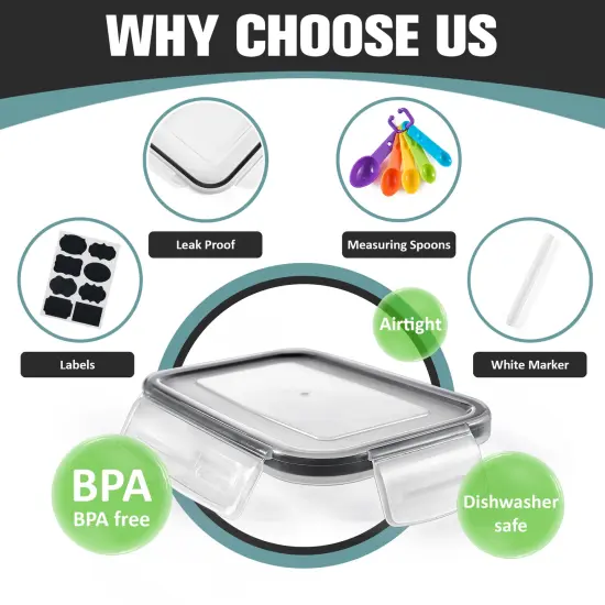 Sorbus 4 Pack Airtight Cereal Dispenser Canister Set with Lids - Easy Pour, Stackable, Store Dry Food, Rice Pasta and more {5}