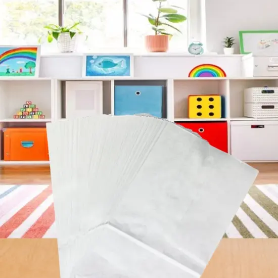 School Smart Paper Bags with Flat Bottom, 6 x 11 Inches, White, Pack of 100 {5}