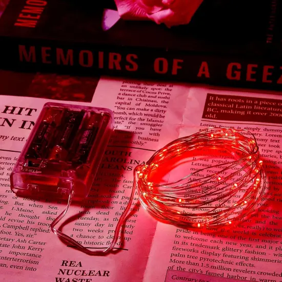1 Pack 16.4ft Battery Operated String Lights with Timer, Red with Synchronized Twinkle Mode, Fairy Lights Battery Powered, 50 LEDs, Idea for Christmas Bedroom Party Wedding {2}