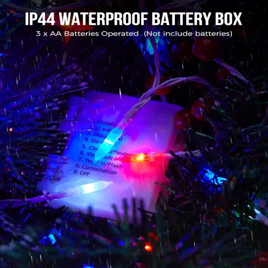 Red White Blue Battery Operated Mini String Lights with 8 Modes- 2 Pack 18 Feet 50 LED Independence Day Decoration Waterproof, Timer for Patriotic Xmas Holiday Party Outdoor Indoor {2}