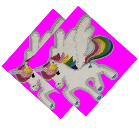 Unicorn Patch 6" x 6" Iron-On Embroidery with Glitter {5}