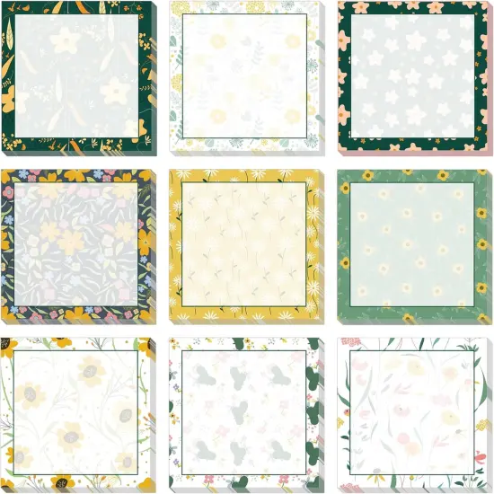 9 Pieces Flower Sticky Notes Adhesive Flower Memo Notes Self-Stick Note Pads for School Office Home Supplies Students Teachers Present, 9 Styles {1}