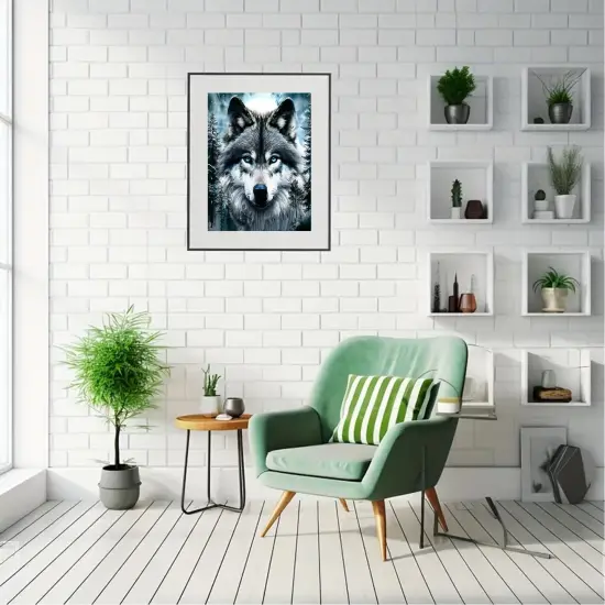 5D Wolf Diamond Painting Kits for Adults, Forest Diamond Art Kit,Full Round Paint by Diamonds Animal Beads Dot Painting, Nature Landscape Gem Art Painting for Wall Decor 12x16 Inches {3}