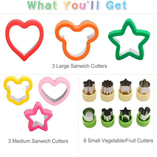 Sandwich Cutter for Kids 18 Pcs Stainless Steel Mickey Mouse Heart Star {2}