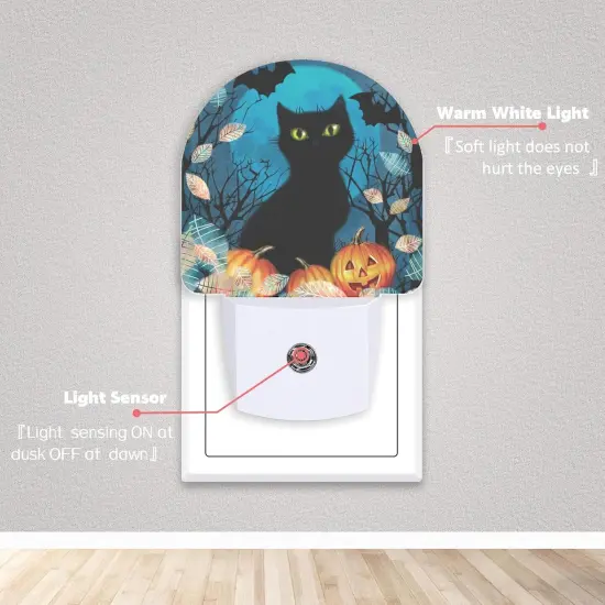 Halloween Black Cat Bat Pumpkins Night Lights {2}