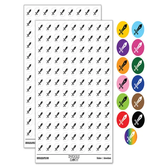 Sword Blade Fighter Fantasy Weapon 200+ 0.50" Round Stickers Purple {1}