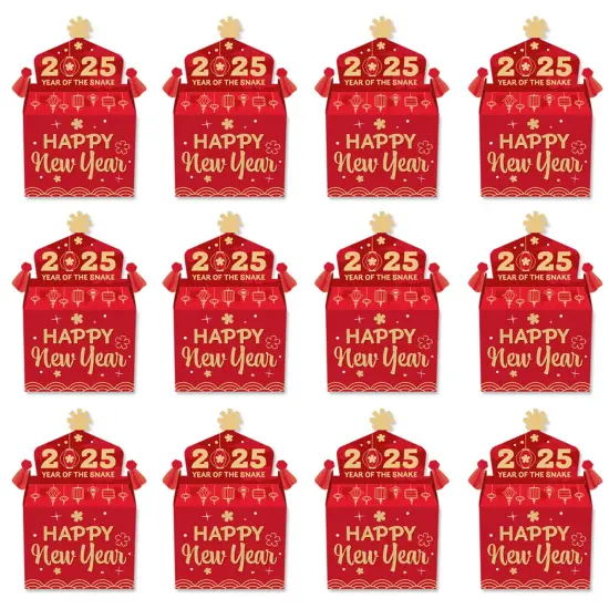 Big Dot of Happiness Lunar New Year - Treat Box Party Favors - 2025 Year of the Snake Goodie Gable Boxes - Set of 12 {6}