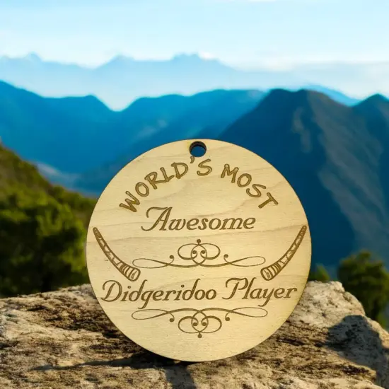 Worlds most Awesome Didgeridoo Player - Ornament - Raw Wood {5}