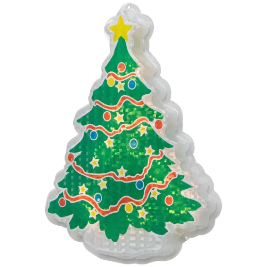 Northlight Lighted Holographic Christmas Tree Window Silhouette - 12.5" - Clear Lights Green {6}